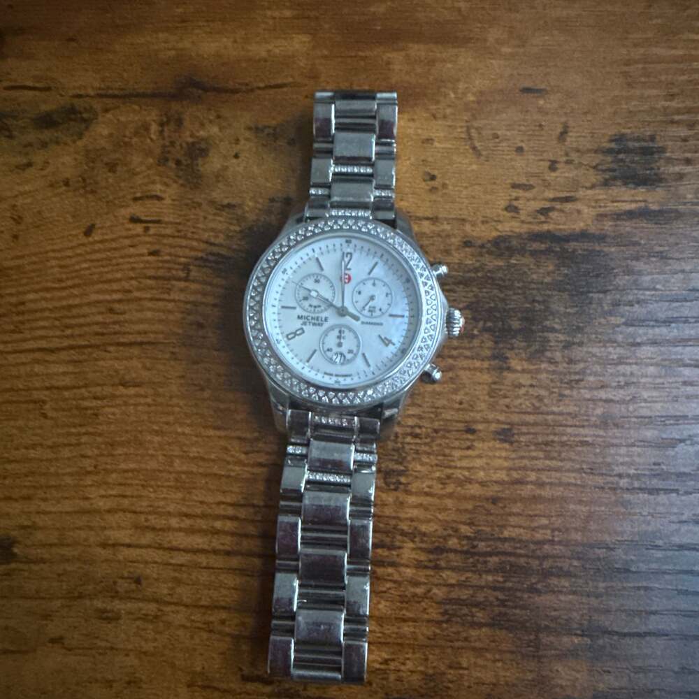Michele Jetway Diamond Chronograph Mother of Pearl Watch MW17A01A1025